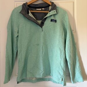 L.L. Bean Mint Green Quarter-Snap Pullover with denim Trim